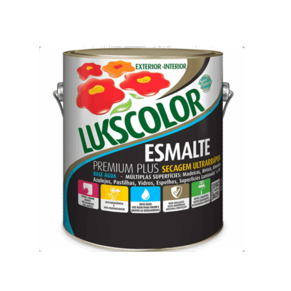 ESMALTE SINTETICO ACETINADO PRETO BASE AGUA 3,6L - LUKSCOLOR